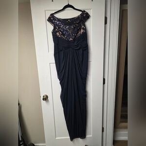 Adrianna Papell Navy Sequin Maxi Dress
